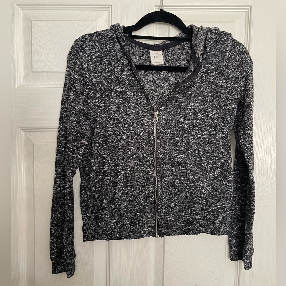 Abercrombie & Fitch Cropped Charcoal Knit Jacket